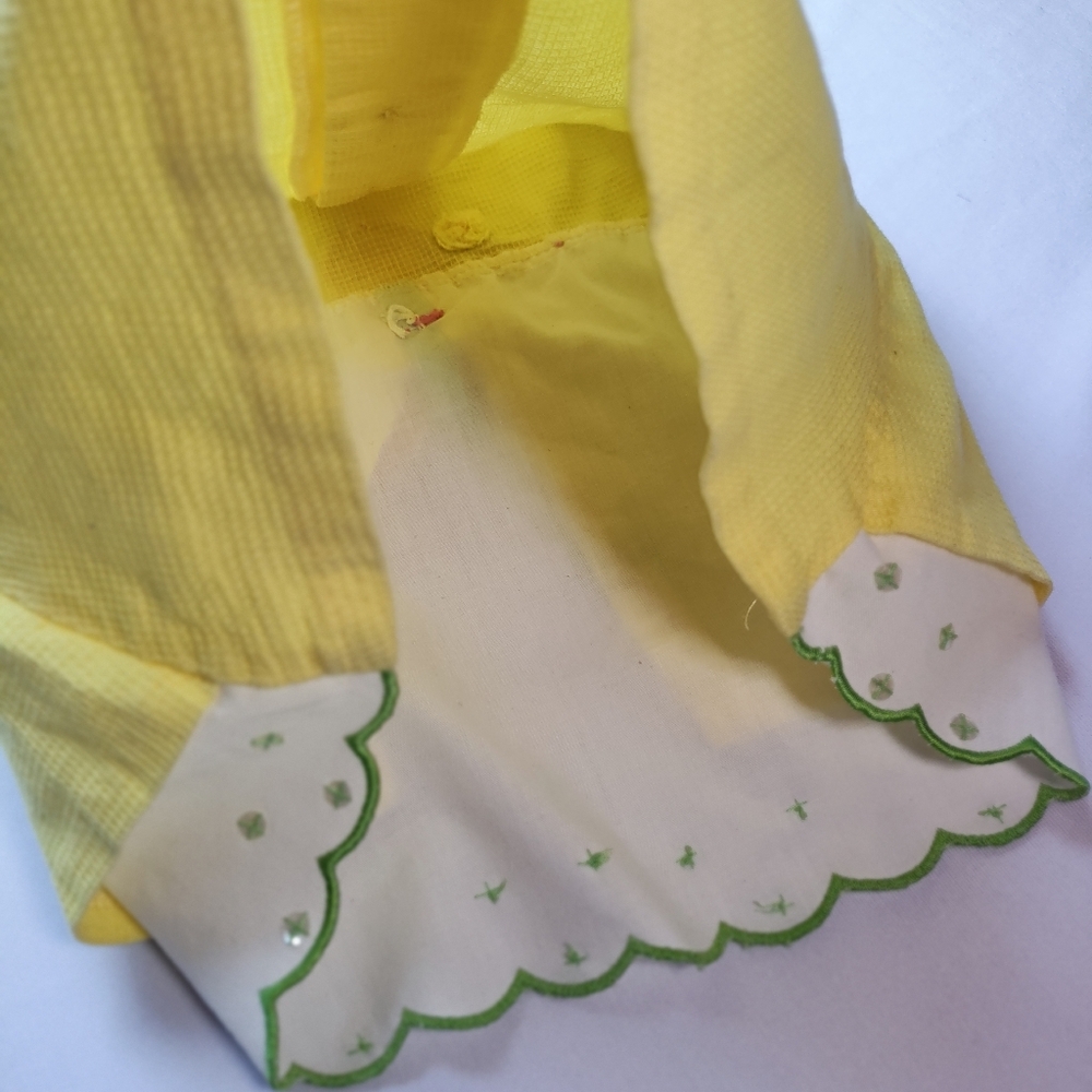 Yellow Dress with Pink Flower and Green Accents - Picture 6 of 6